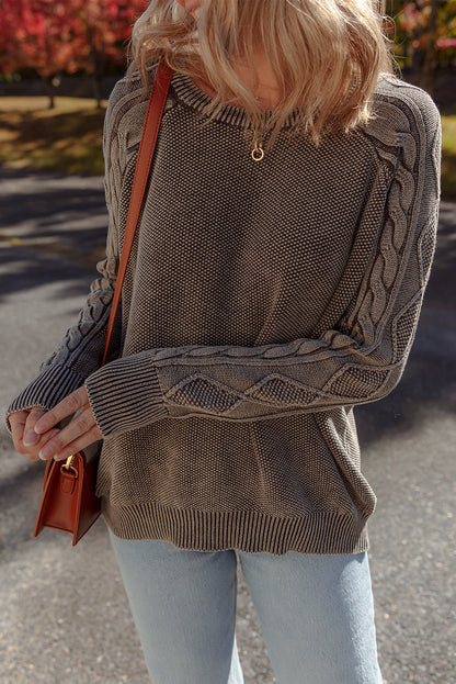 Threaded Pear Aria Knit Sleeve Casual Sweater