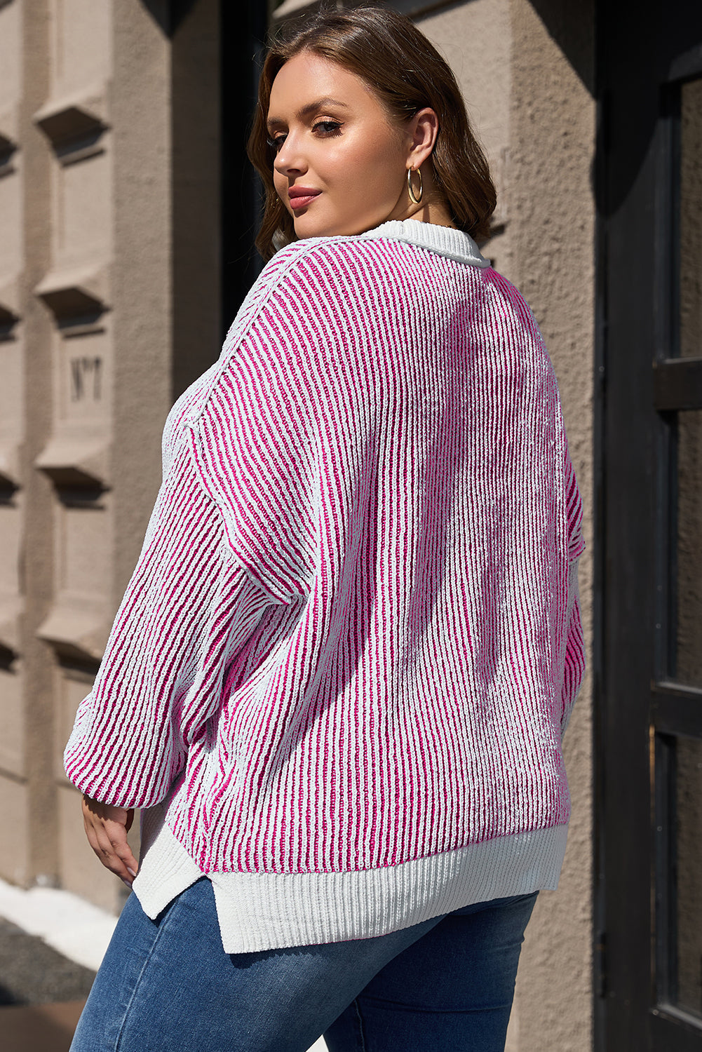Threaded Pear Aria Contrast Edge Loose Sweater
