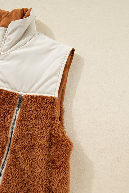 Threaded Pear Elizabeth Patchwork Zipper Stand Vest