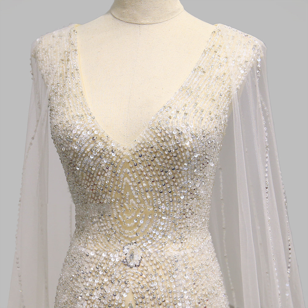Women’s Fashionable Personalized Shawl Evening Dress | Elegant Cape-Style Formal Gown | Modern Luxury Slim-Fit Party Dress | Trendy Personalized Evening Wrap Dress | 2026 High-Fashion Gala Gown