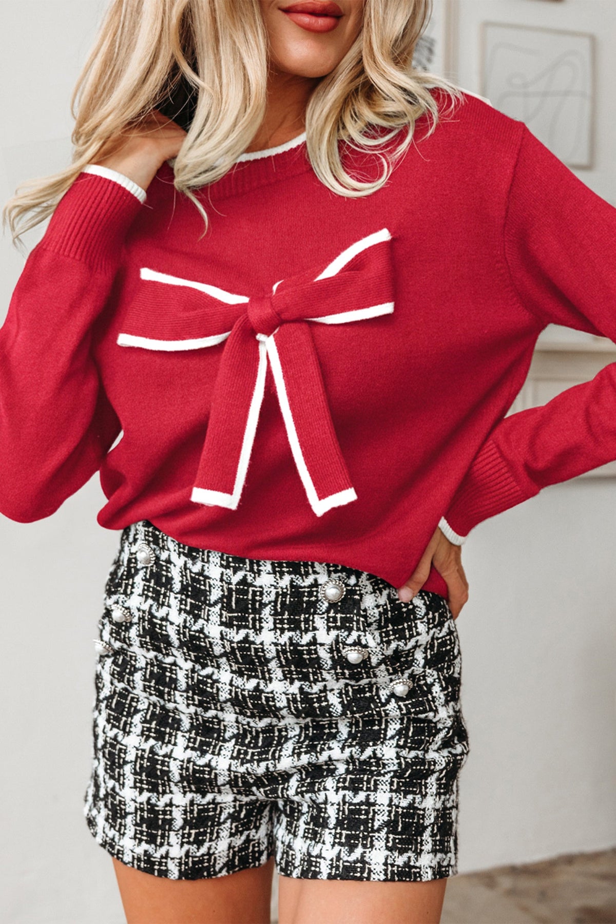 Threaded Pear Malaysia accent Holiday Cropped Sweater