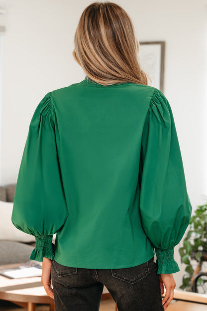 Threaded Pear Everly Flounce Sleeve Trim Blouse
