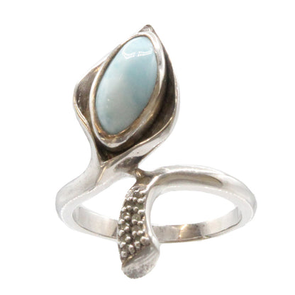 Larimar Stone Sterling Silver Calla Ring Size 8 By Marahlago