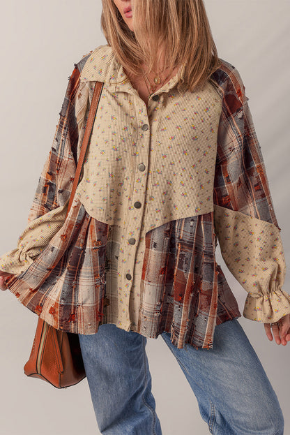 Threaded Pear Emma Sleeve Waffle Knit Shacket