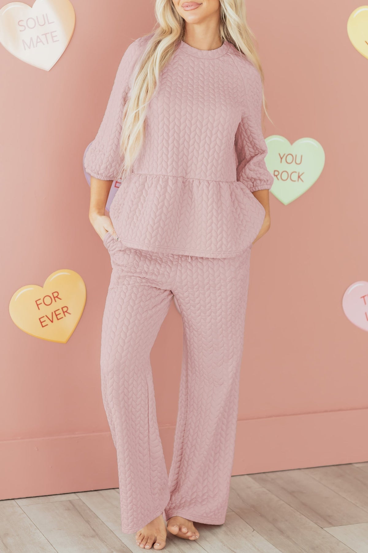 Threaded Pear Makenna Texture Ruffle Hem Set