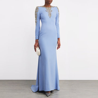 Women’s Heavy Duty Beaded & Diamond Encrusted Wedding Dress | High-Sense Petite Trailing Bridal Gown | Trendy Minimalist Couture Long Dress | Luxury-Label Statuesque Radiant Ceremony Wear | 2026 High-Fashion Emerald-Luxe Essential