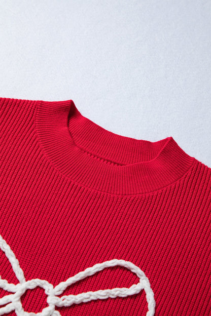 Threaded Pear Arya Embroidered Graphic Ribbed Sweater