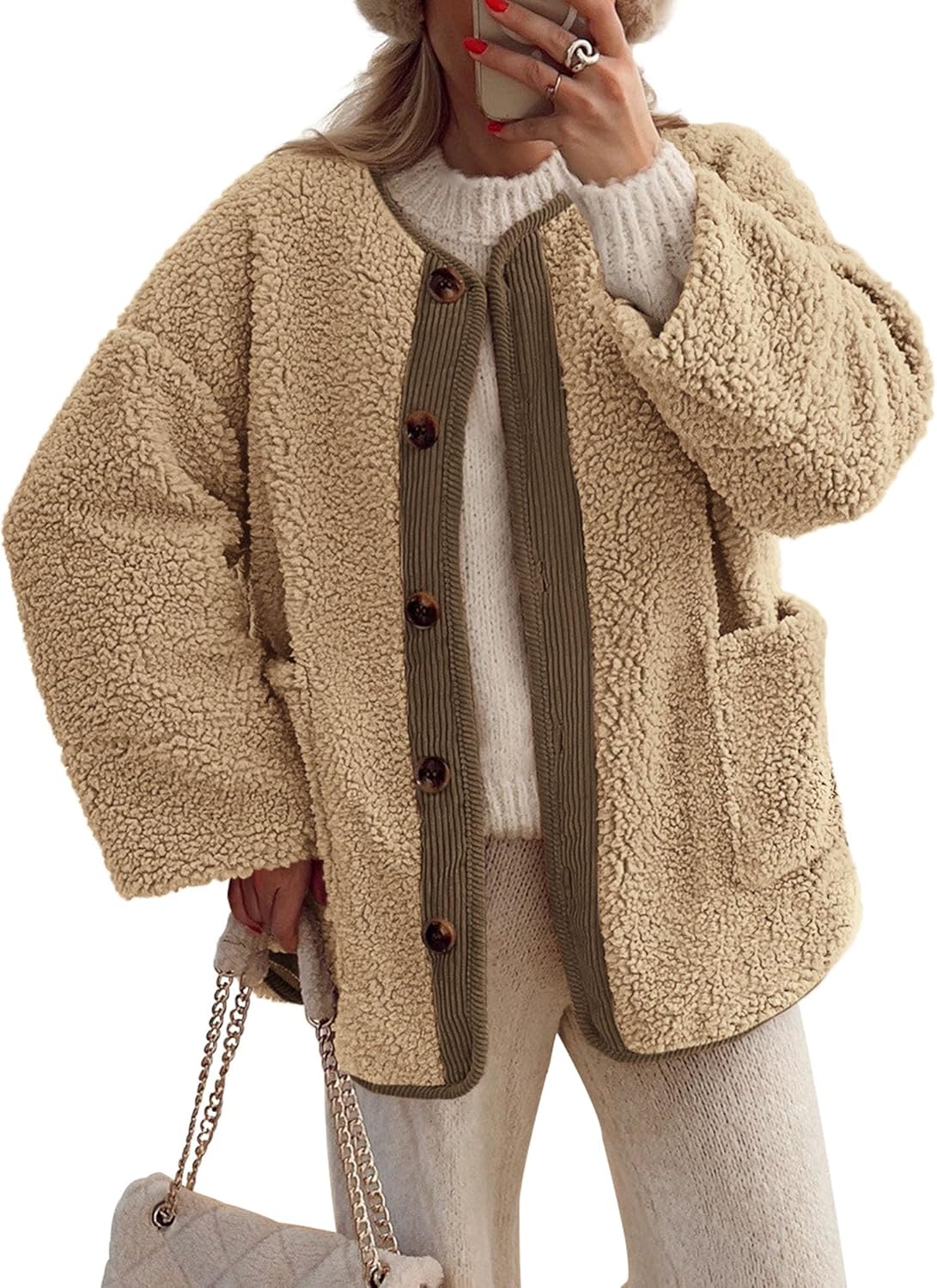 Women's Button Sherpa Jacket