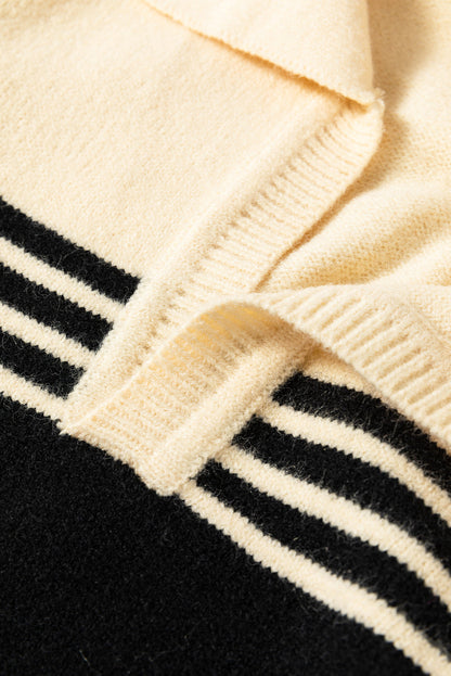 Threaded Pear Briella Colorblock Stripe Collared Sweater