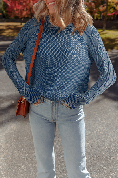 Threaded Pear Aria Knit Sleeve Casual Sweater