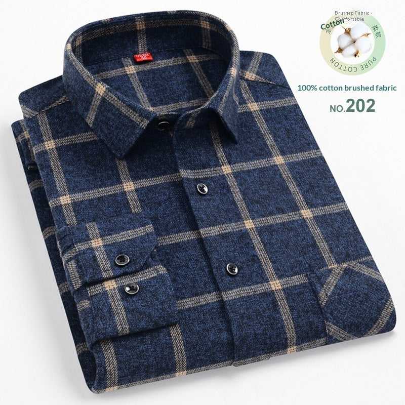 Men’s Casual Plaid Cotton Shirt | Modern Square Collar Checkered Button-Down | Premium Breathable Cotton Flannel Style Shirt | Trendy Slim-Fit Plaid Long Sleeve for Men