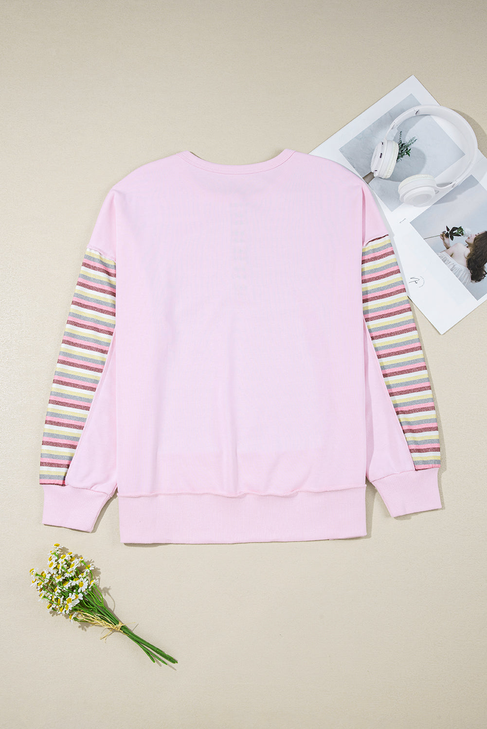 Threaded Pear Khloe Patchwork Loose Henley Sweatshirt