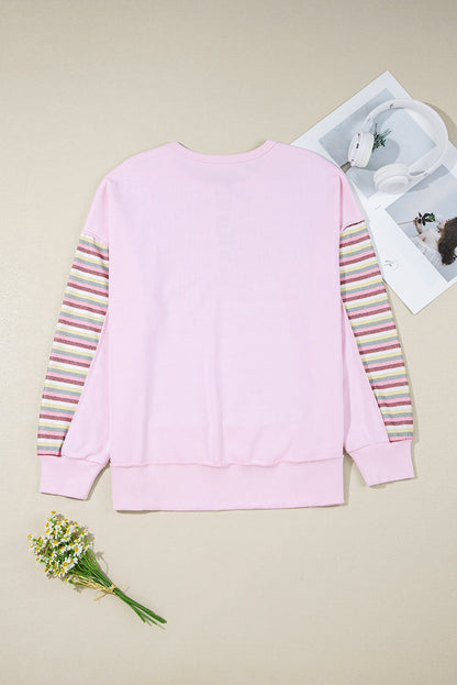 Threaded Pear Khloe Patchwork Loose Henley Sweatshirt