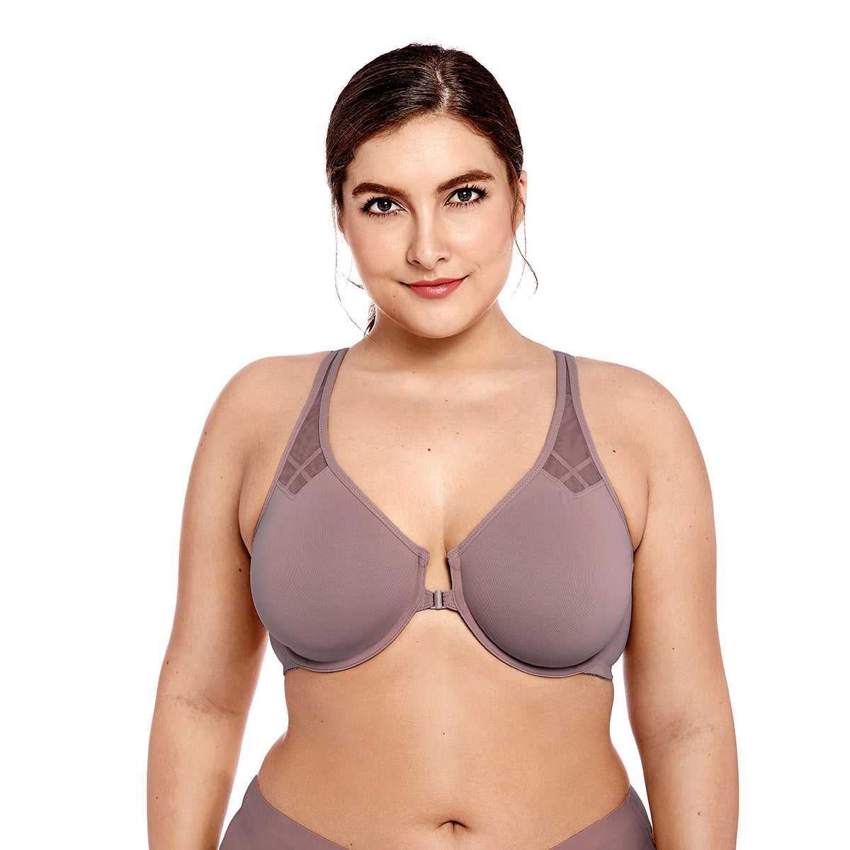 Front Closure Mesh Support Underwire Bra