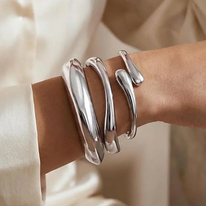 Dainty Stackable Irregular Bangle Bracelet Set