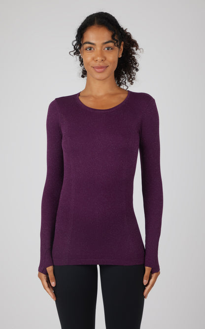 90 Degree by Reflex Lurex Seamless Long Sleeve Performance Shirt