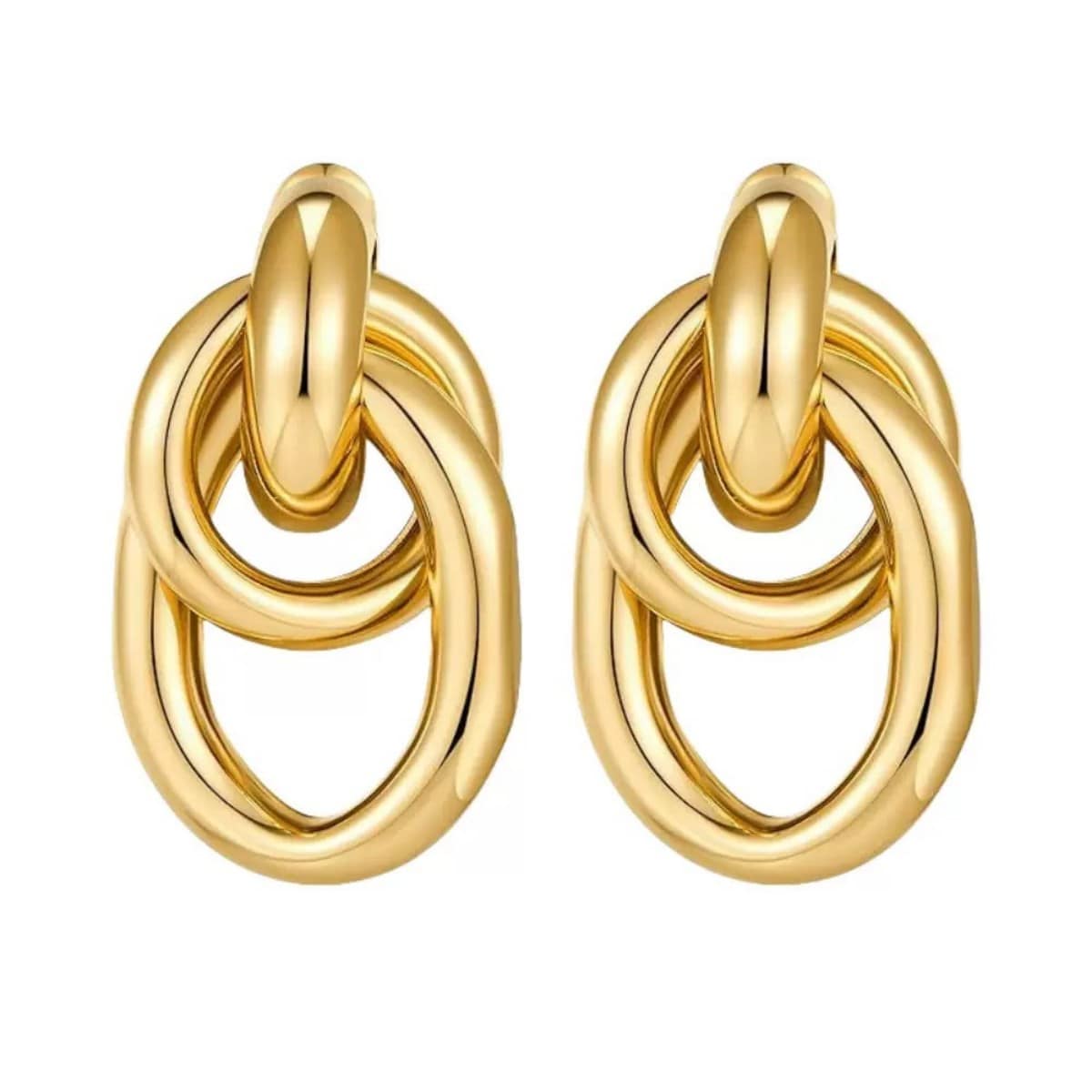 Bold Interlocking Chain Drop Earrings