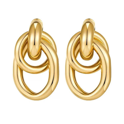 Bold Interlocking Chain Drop Earrings