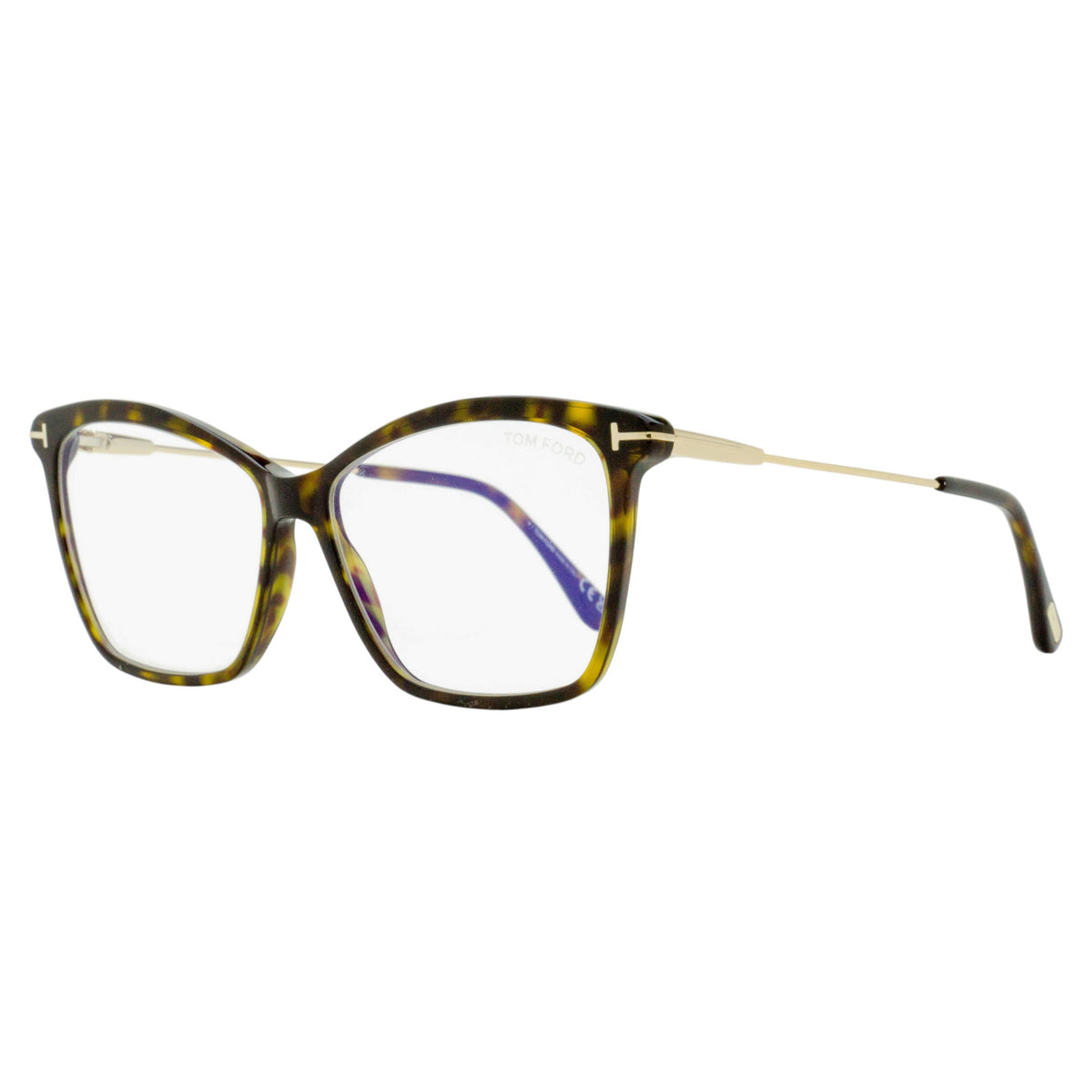 Tom Ford Butterfly Blue Block Eyeglasses TF5687-B 001 Black/Gold 56mm Ft5687