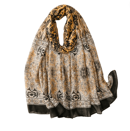 Brown and Black Damask Scarf