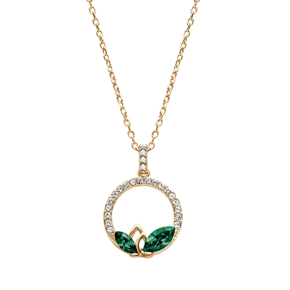 Elegant Dual Marquis Pavé Pendant Necklace – Embellished with Swarovski Crystals