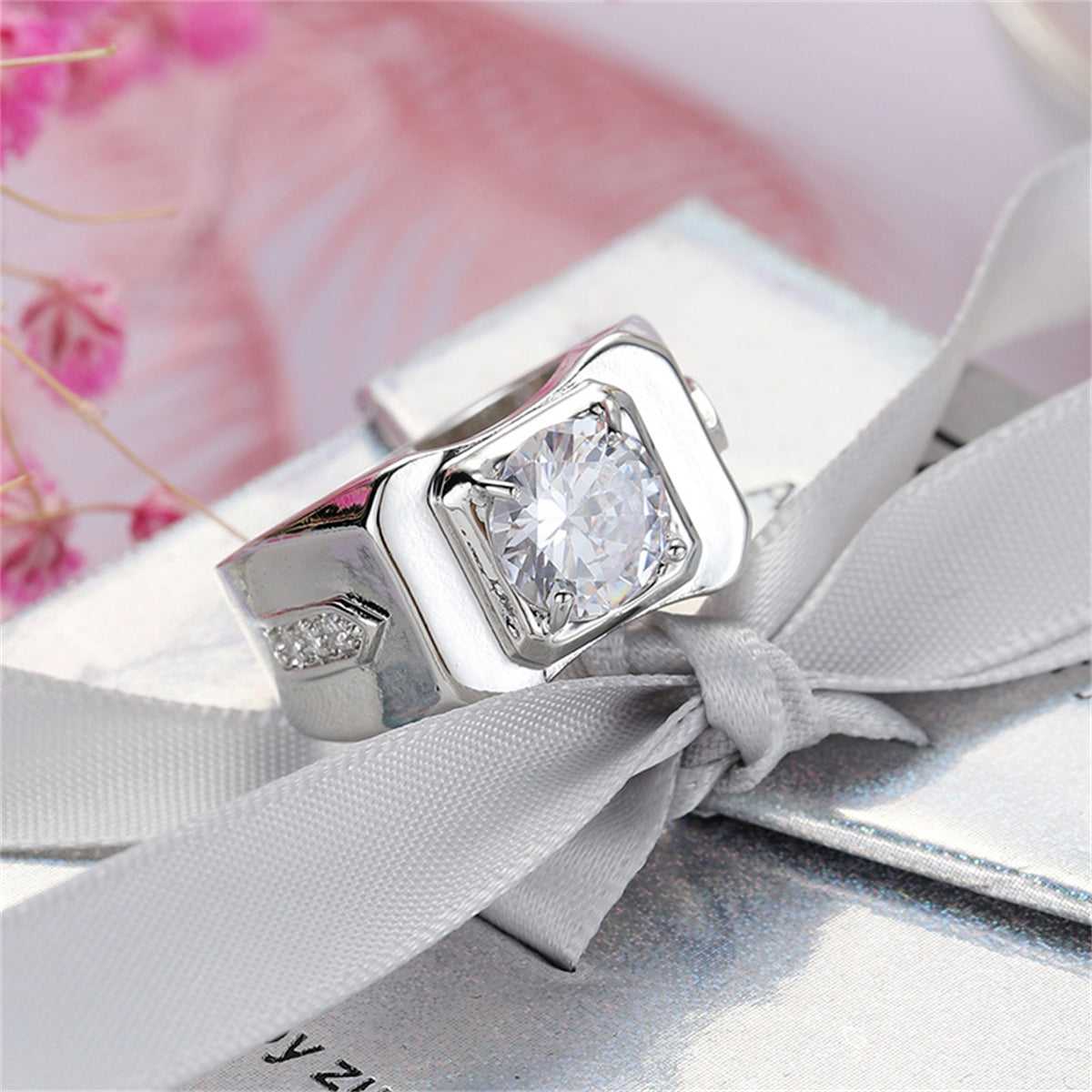 Crystal & Cubic Zirconia Round-Cut Square Illusion Ring