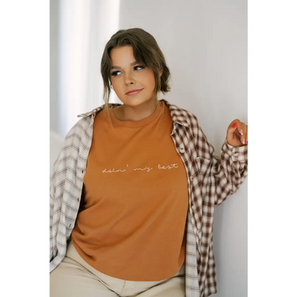 Doin' My Best Embroidered Cotton T-Shirt