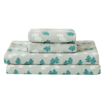Elegant Comfort 4-Piece Holiday Cotton Flannel Sheet Set - 100% Turkish Cotton