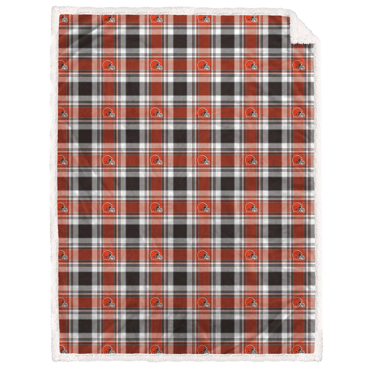 Cleveland Browns NFL Team Sherpa Plaid Blanket 60x90