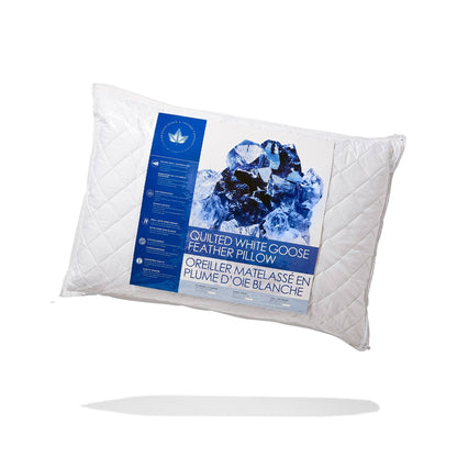 Canadian Down & Feather Company Quilted White Goose Feather Pillow, Soft Support 2 Pack