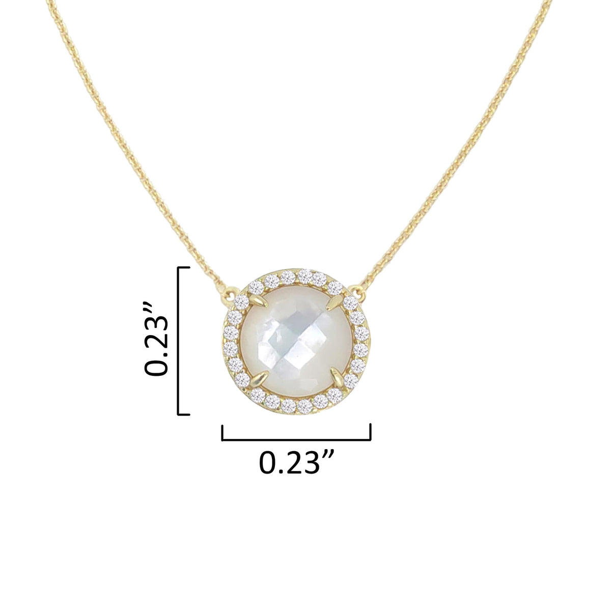 Gold Over Sterling Silver Mother Of Pearl and White Topaz Pendant Necklace with 18" Chain