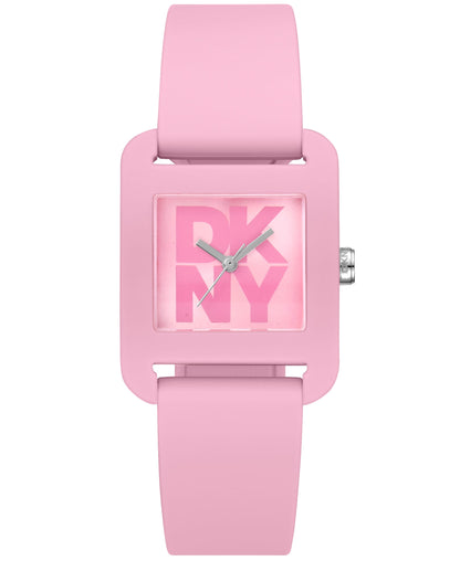 Dkny Women Watch, Pink Color Case, Pink Dial, Pink Silicone Strap, 3 Hands, 3 Atm