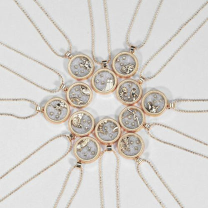 Crystal & 18K Goldtone Plated Zodiac Circular Set of 2 Pendant Necklaces - Leo