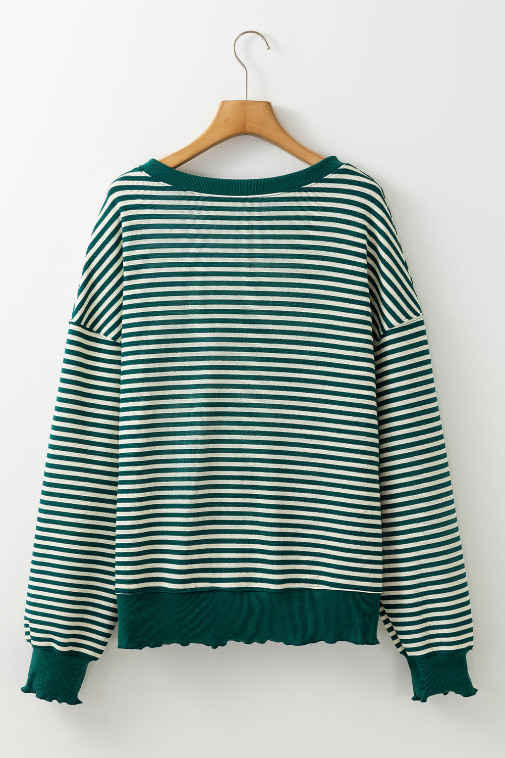 Threaded Pear Angie Stripe Loose Drop Shoulder Long Sleeve Top