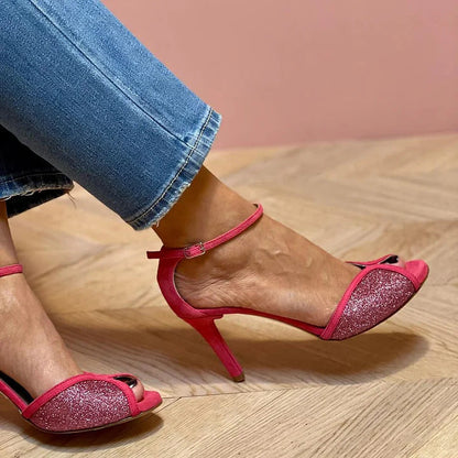 Women’s Strappy Peep-Toe Sandals | Trendy Color-Block High Heels | Vibrant Geometric Strappy Stilettos | Fashion-Forward Party Sandals for Women | 2026 Designer Footwear