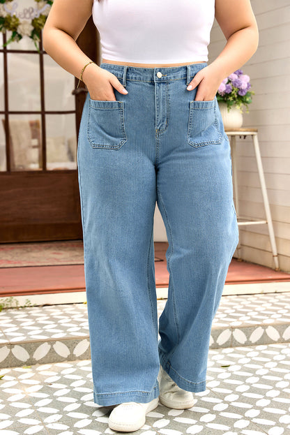 Threaded Pear Adelyn Textured Wide Leg PLUS Jeans