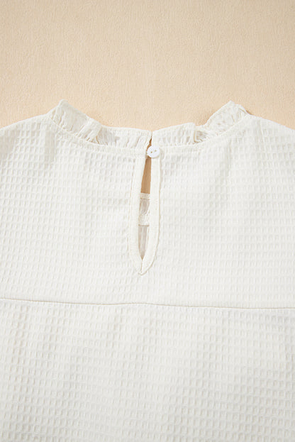 Threaded Pear Ava Trim Waffle Knit Blouse