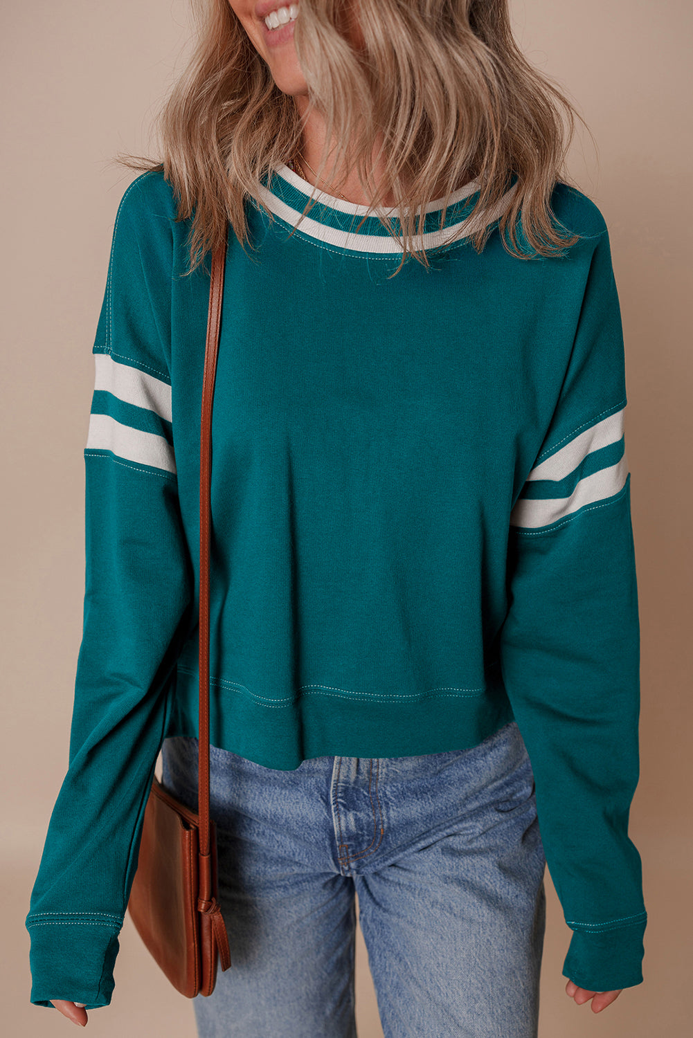 Threaded Pear Jadeita Patchwork Drop Shoulder Sweatshirt