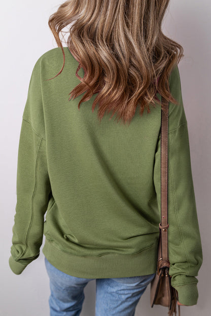 Threaded Pear Ainsley Crisscross Stitching Loose Sweatshirt