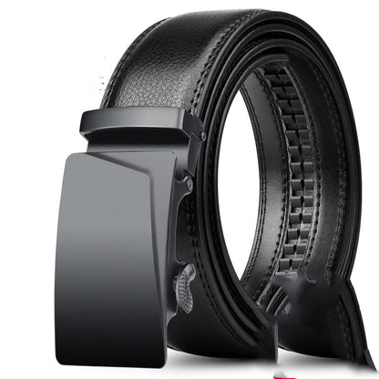 Men’s Pure Cowhide Automatic Buckle Belt | High-Sense Executive Genuine Leather Waistband | Trendy Minimalist Professional Men’s Belt | Luxury-Label Statuesque Men’s Accessory | 2026 High-Fashion Radiant Urban Essential