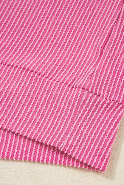 Threaded Pear Bonbon Spiral Ribbed Exposed Seam Detail Plus Size Long Sleeve Top