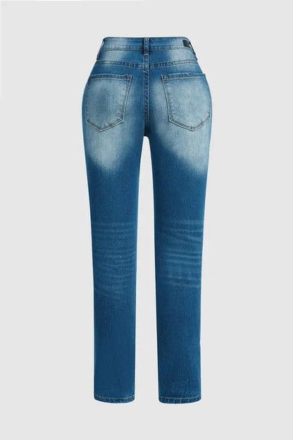 Women’s Premium Jeans T204 | High-Sense Dark Blue Slim-Straight Denim | Elegant High-Waisted Women's Trousers | Trendy Sculpted Fit Evening Jeans | 2026 Luxury Denim Collection