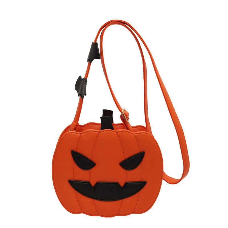 Halloween Funny Pumpkin Crossbody Bag | Creative Cartoon Pumpkin Purse with Bat Wings | Personalized Fall Festival Shoulder Bag | Whimsical Holiday Party Bag for Women & Teens