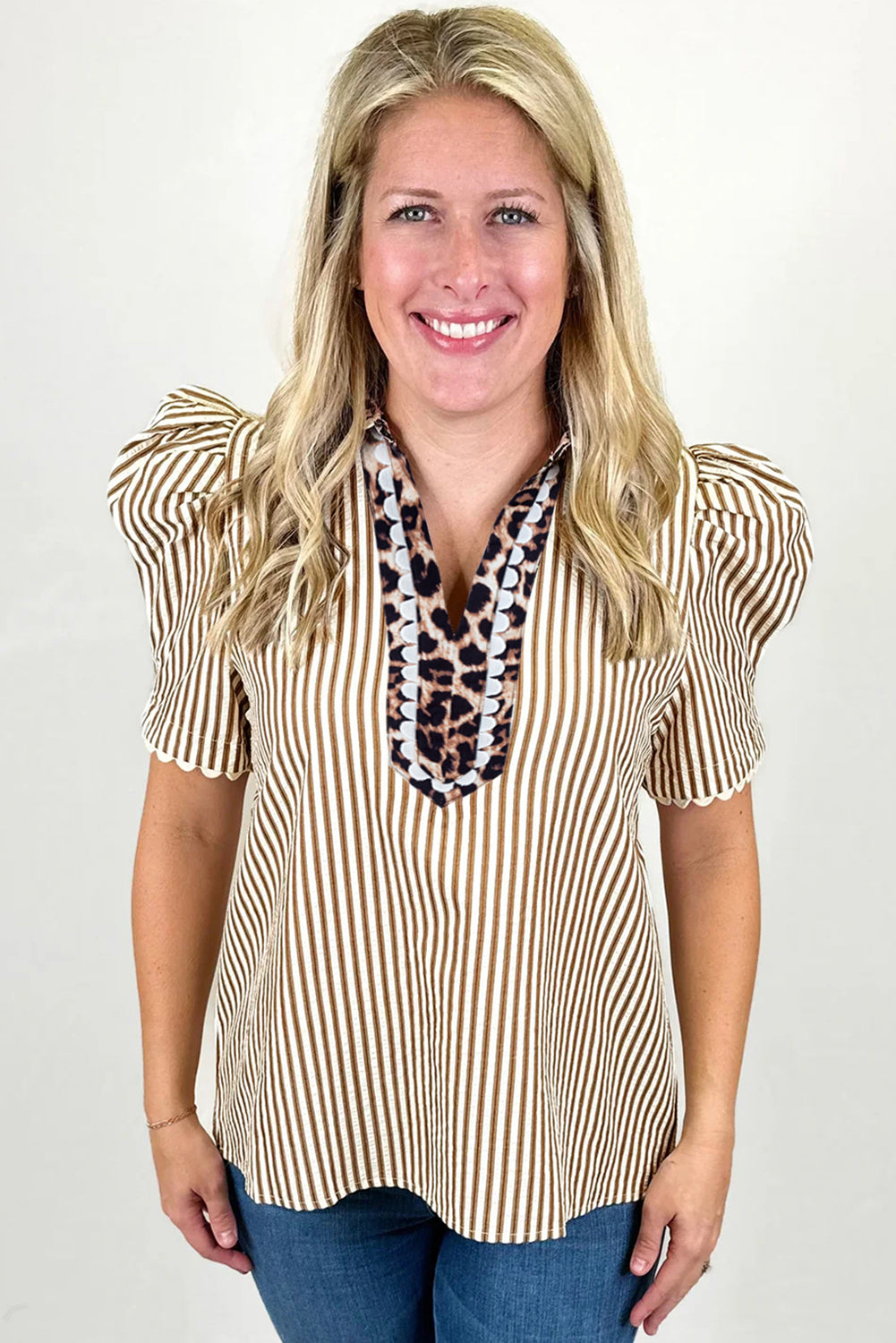 Threaded Pear Laila Sleeve Patchwork Collar Blouse