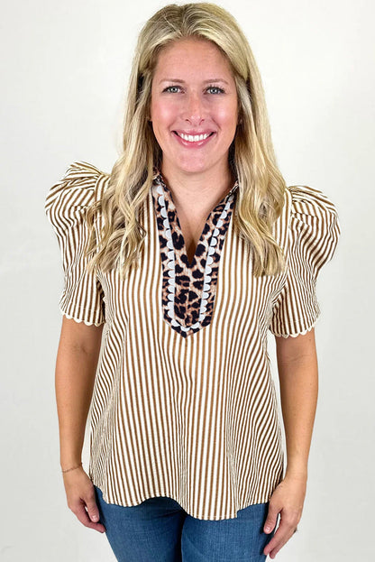 Threaded Pear Laila Sleeve Patchwork Collar Blouse