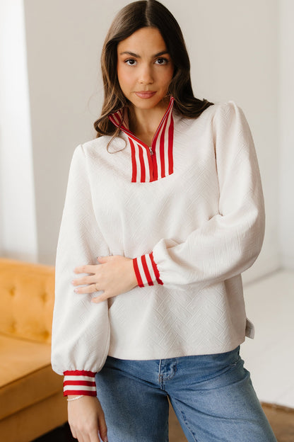 Threaded Pear Danna Zipped Collar Pullover Top