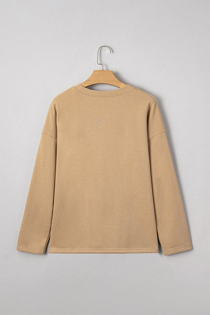 Threaded Pear Macy Drawstring Hemline Oversize Long Sleeve Top