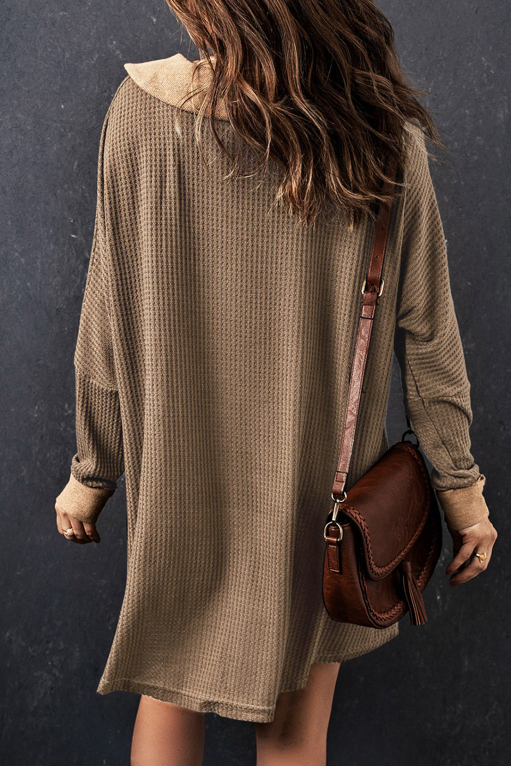 Threaded Pear Bianca Waffle Knit Long Sleeve Top