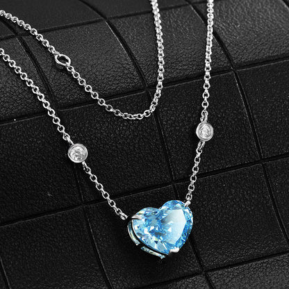 Ocean Blue Heart-Shaped Zircon Ring | S925 Sterling Silver Romantic Ring | High-Sense Minimalist Heart Jewelry | Luxury-Label Radiant Blue Gemstone Ring | 2026 High-Fashion Statuesque Women’s Fine Jewelry