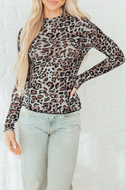 Threaded Pear Seraphina Mock Mesh Long Sleeve Top